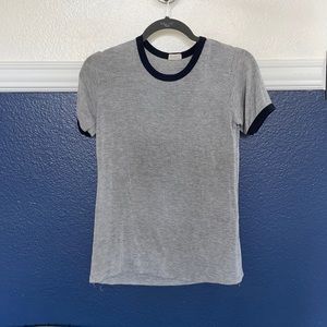 Brandy Melville grey tee, blue collar and sleeves